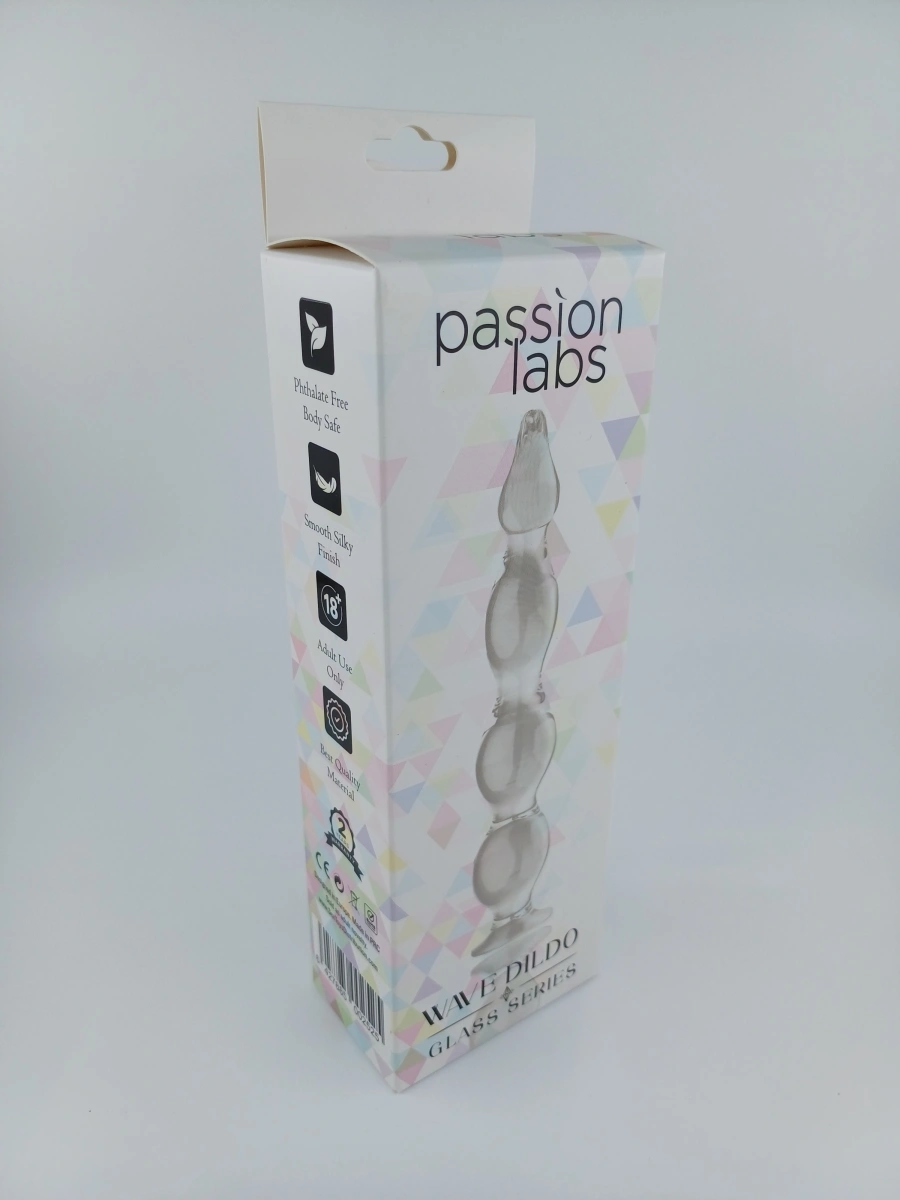 Wave Dildo, Sticla Premium, Transparent, 17.5 cm, Passion Labs, Glass Series