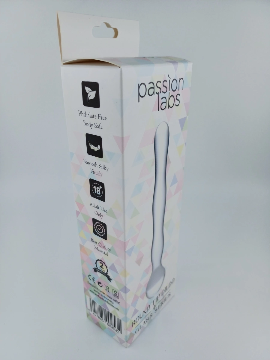 Dildo Round Tip, Sticla Premium, Transparent, 17 cm, Passion Labs, Glass Series