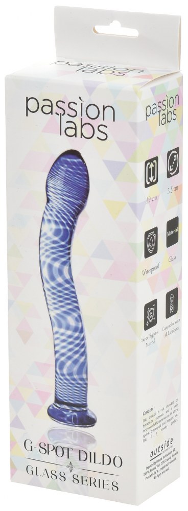 Dildo G-Spot, Sticla Premium, Albastru, 19 cm, Passion Labs, Glass Series