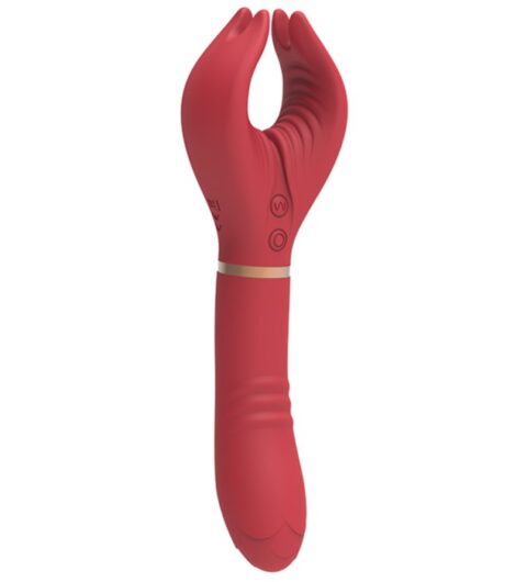 Vibrator Lothus, 7+7 Moduri Vibratii, Silicon, USB Magnetic, Rosu, 21.5 cm, Passion Labs, Sensations