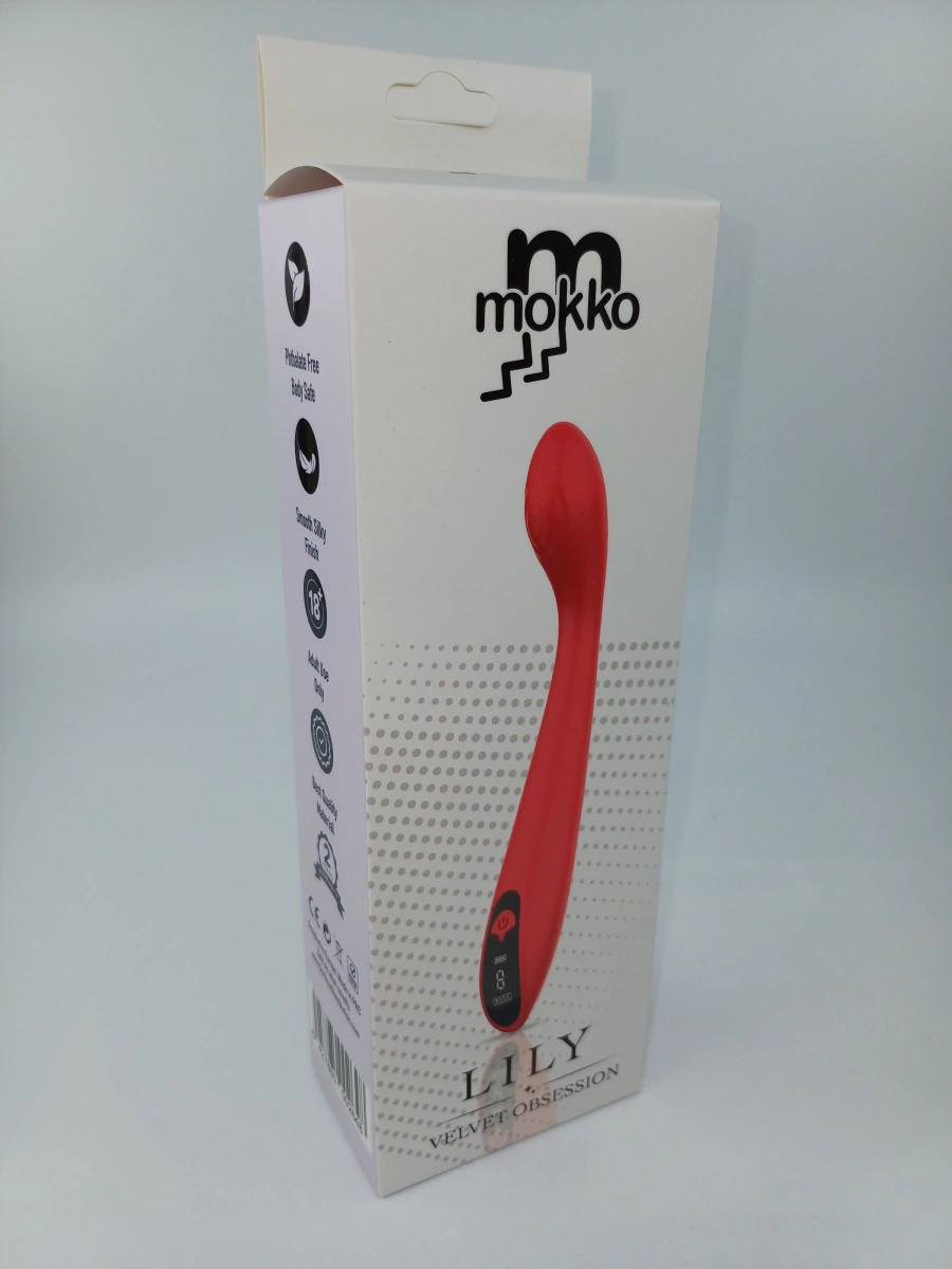 Vibrator Lily, 9 Moduri Vibratii, Silicon, Ecran LCD, USB Magnetic, Roz, 19.5 cm, Mokko Toys, Velvet Obsession