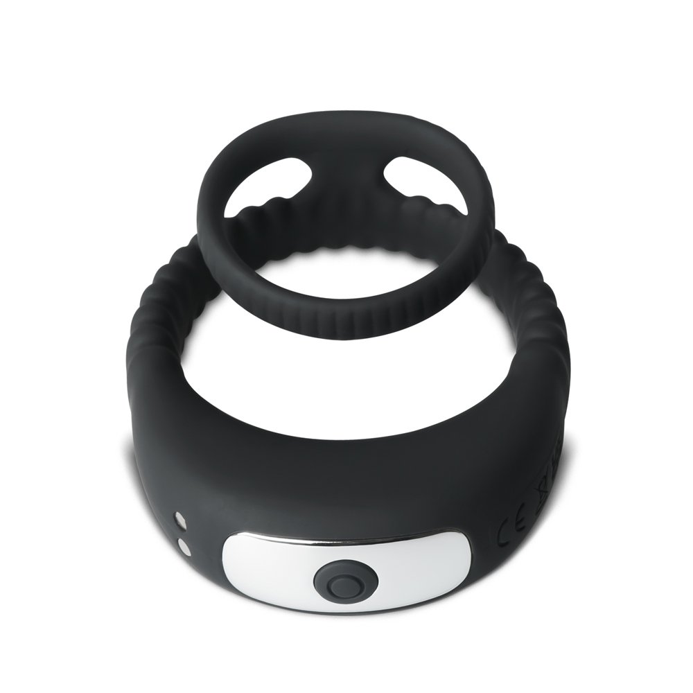 Inel Penis Mario, 10 Moduri Vibratii, Silicon, USB Magnetic, Negru, Guilty Toys, Mighty Warrior