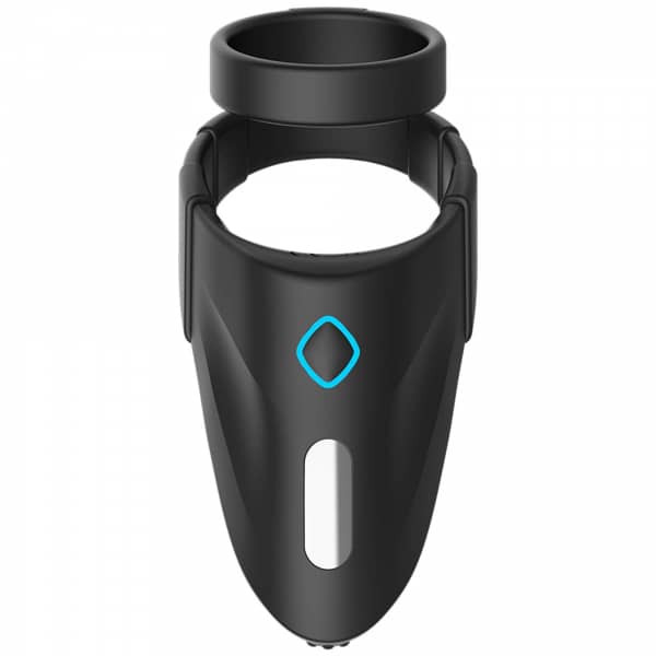 Inel Penis Maxton, 10 Moduri Vibratii, Silicon, USB, Negru, Guilty Toys, Mighty Warrior