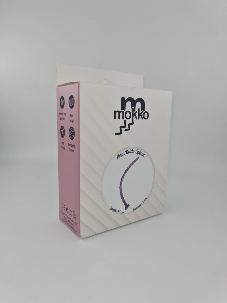 Dildo Anal cu Ventuza Spirala Mov 47 cm Mokko Toys
