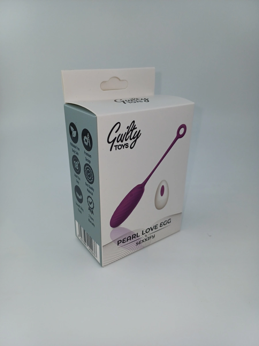 Ou Vibrator Pearl Love Egg, 10 Moduri Vibratii, Remote Control, Silicon, USB, Violet, 19.5 cm, Guilty Toys, Sexxify