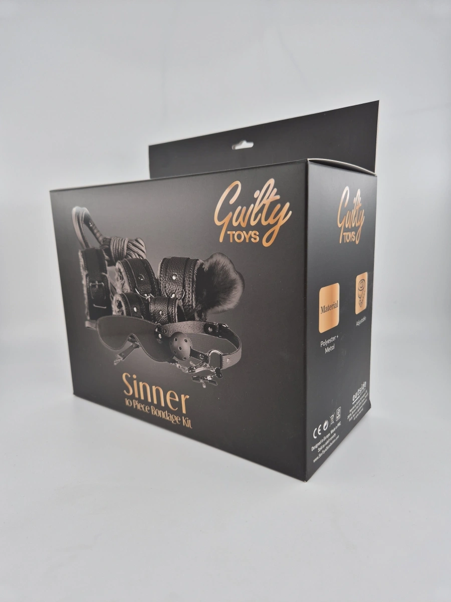 Set BDSM 10 Piese Sinner, Negru, Guilty Toys