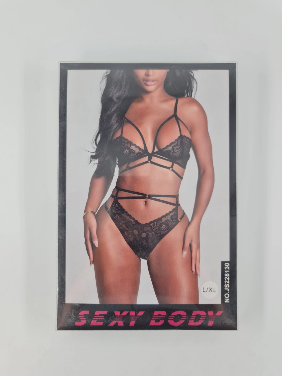 Set Lenjerie Lara 2 Piese, Negru, L/XL