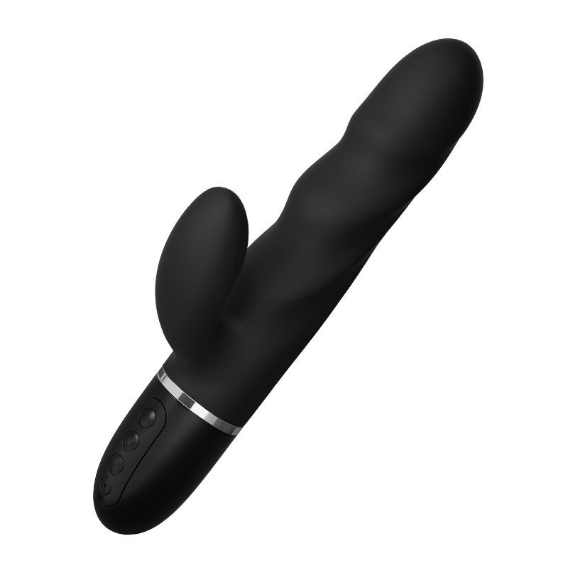 Vibrator Iepuras Great Rabbit, 10 Moduri Vibratii, Silicon, USB, Negru, 23.5 cm, Mokko Toys, Velvet Obsession