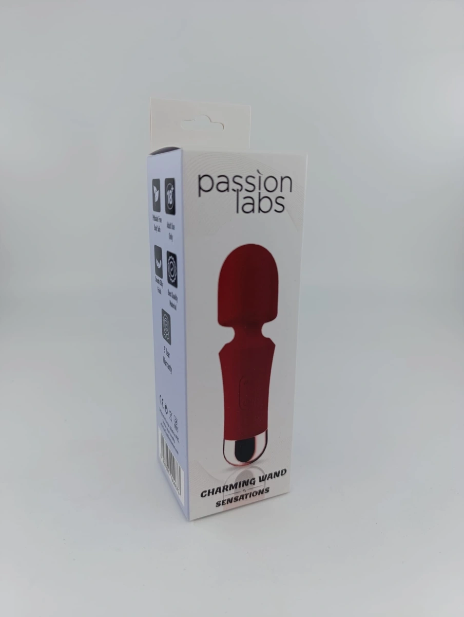 Vibrator Mini Charming Wand, 10 Moduri Vibratii, Silicon, USB, Rosu, 12.5 cm, Passion Labs, Sensations