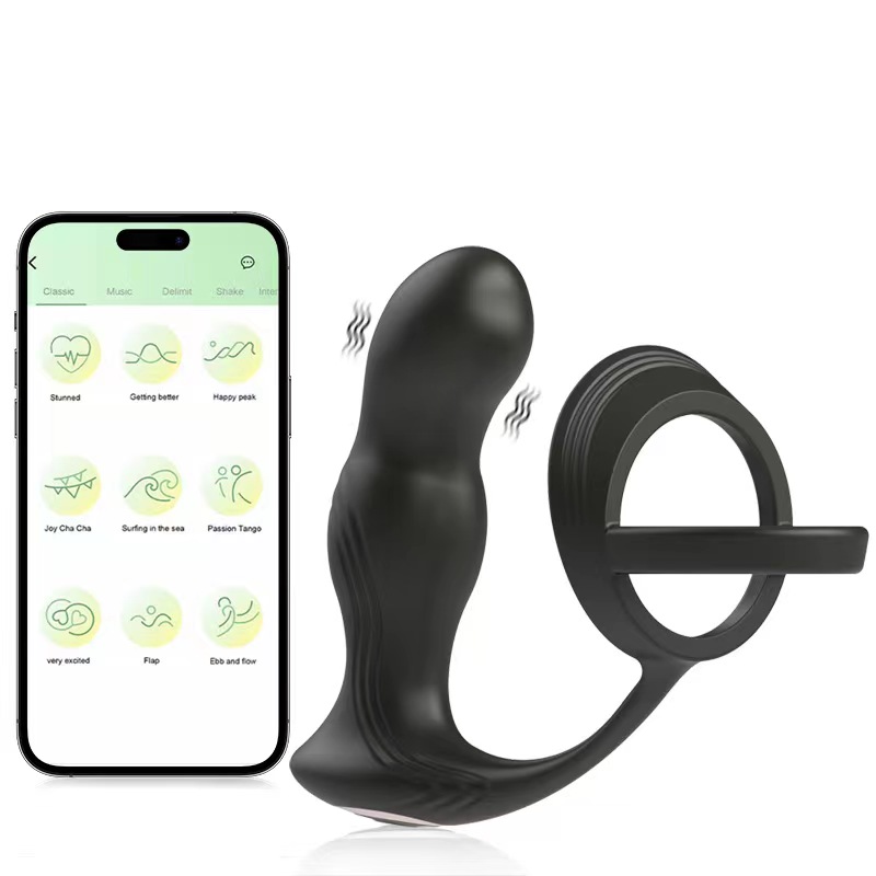 Stimulator Prostata Anal Play, Bluetooth Control, Free App, Silicon, USB, Negru, 12 cm, Guilty Toys