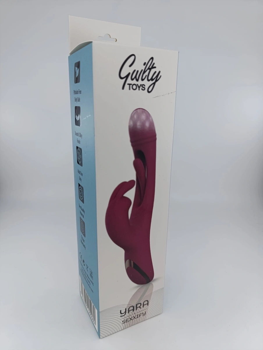 Vibrator Yara, Vibrating & Tapping, Silicon, USB Magnetic, Rosu Inchis, 24.1 cm, Guilty Toys, Sexxify
