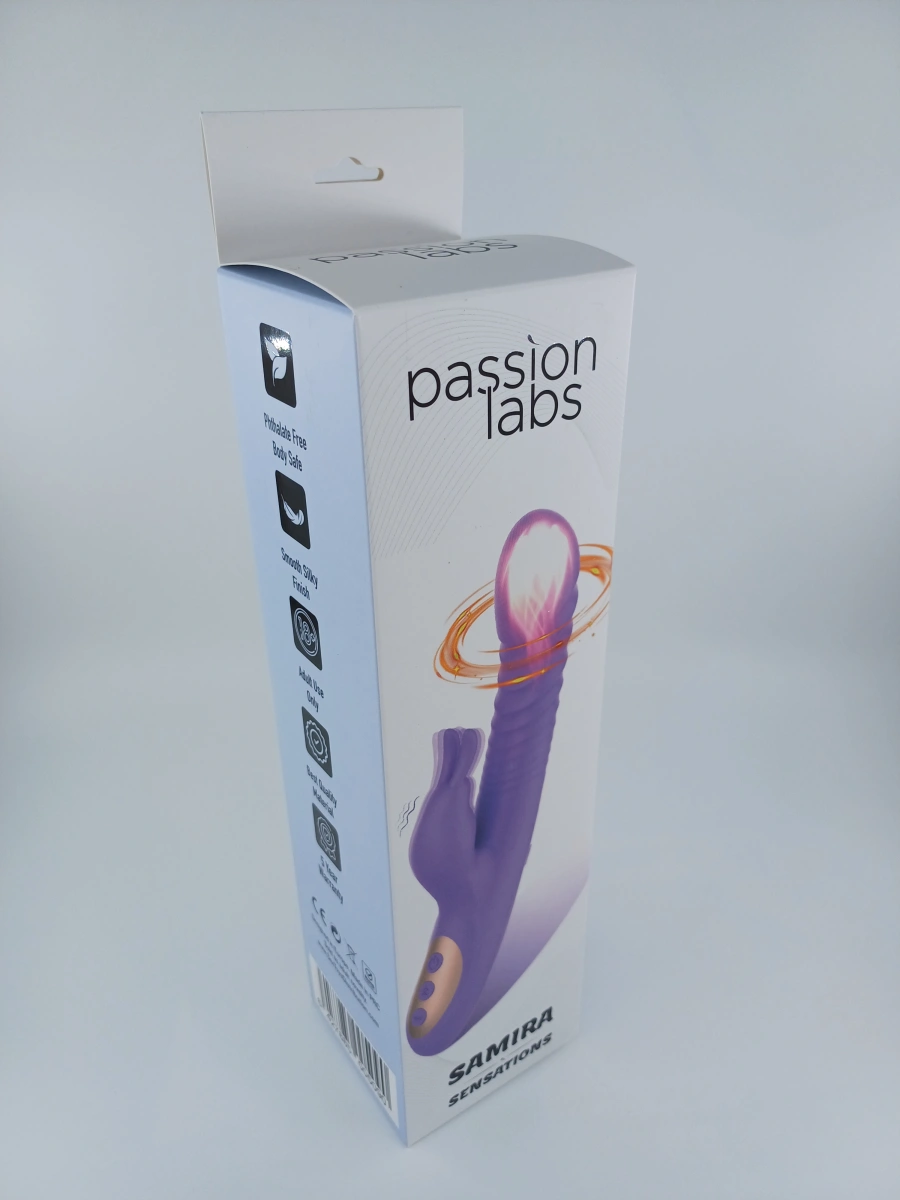 Vibrator Iepuras Samira Vibrating&Rotating&Thrusting&Heating, Silicon, USB, Mov, 24.5 cm, Passion Labs, Sensations