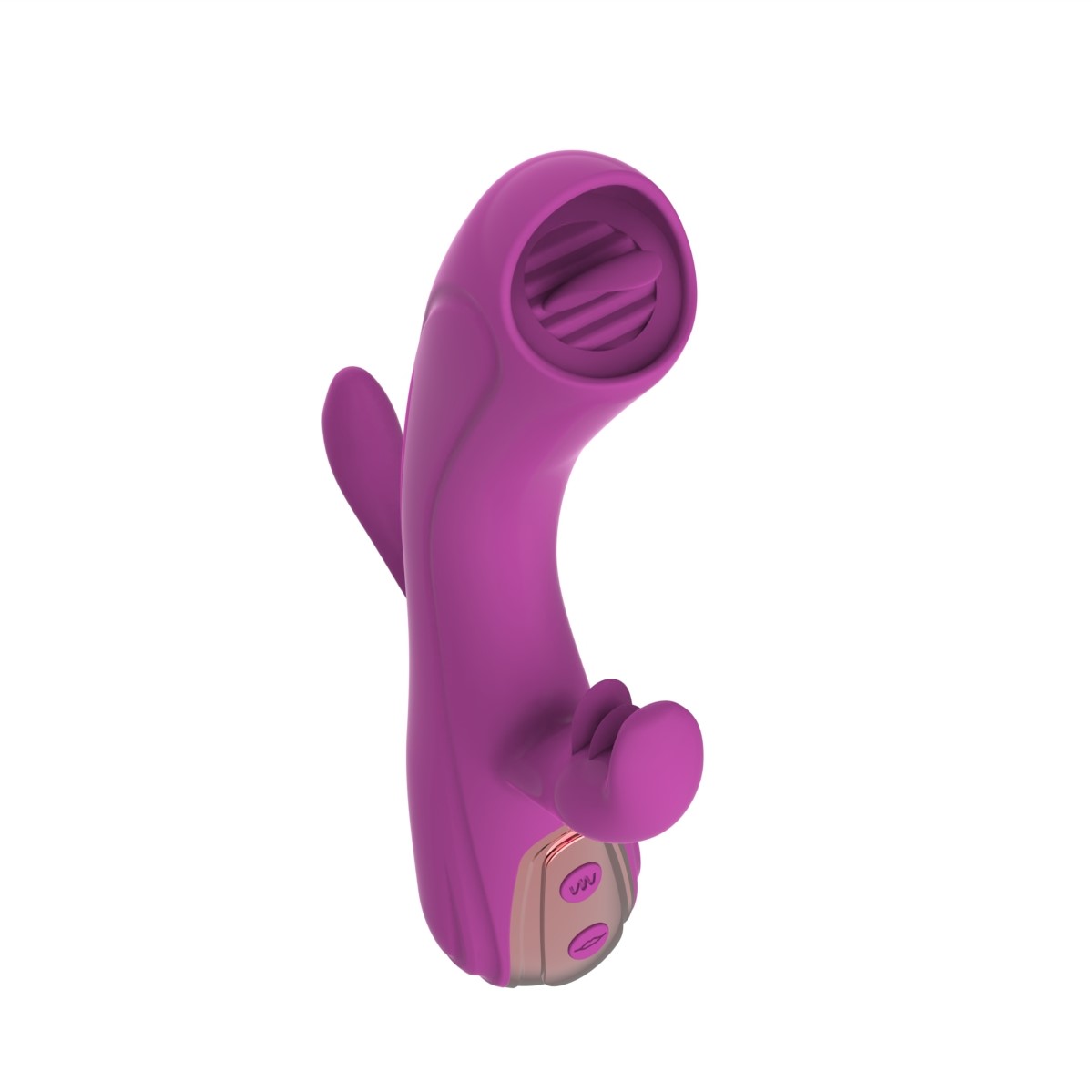 Vibrator Iepuras Leila, Vibrating&Licking, Silicon, USB, Mov, 22 cm, Mokko Toys, Good Vibes