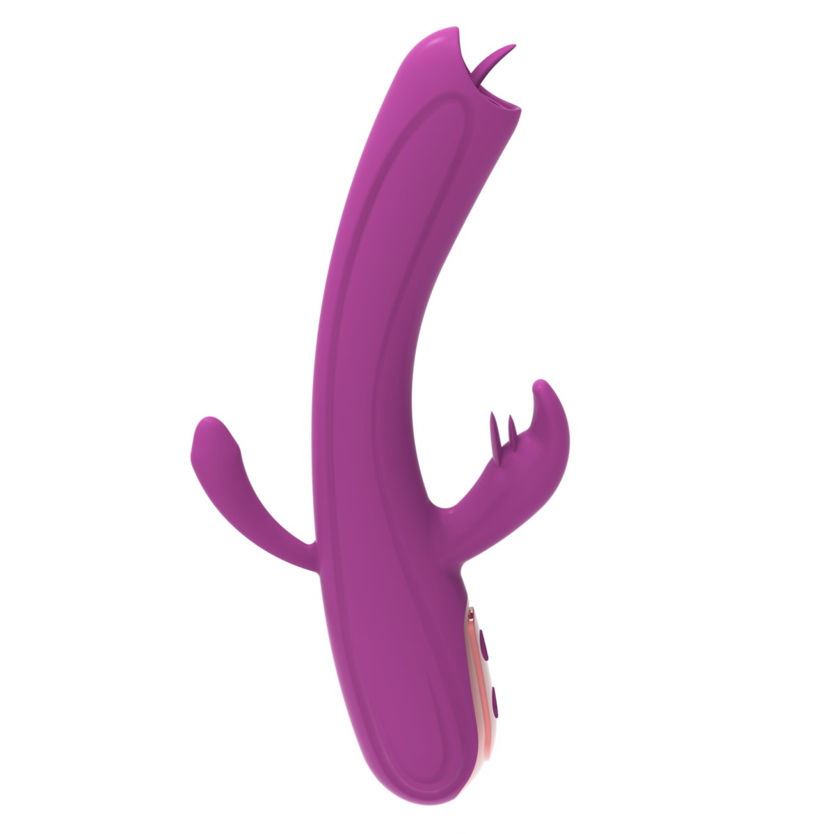 Vibrator Iepuras Leila, Vibrating&Licking, Silicon, USB, Mov, 22 cm, Mokko Toys, Good Vibes