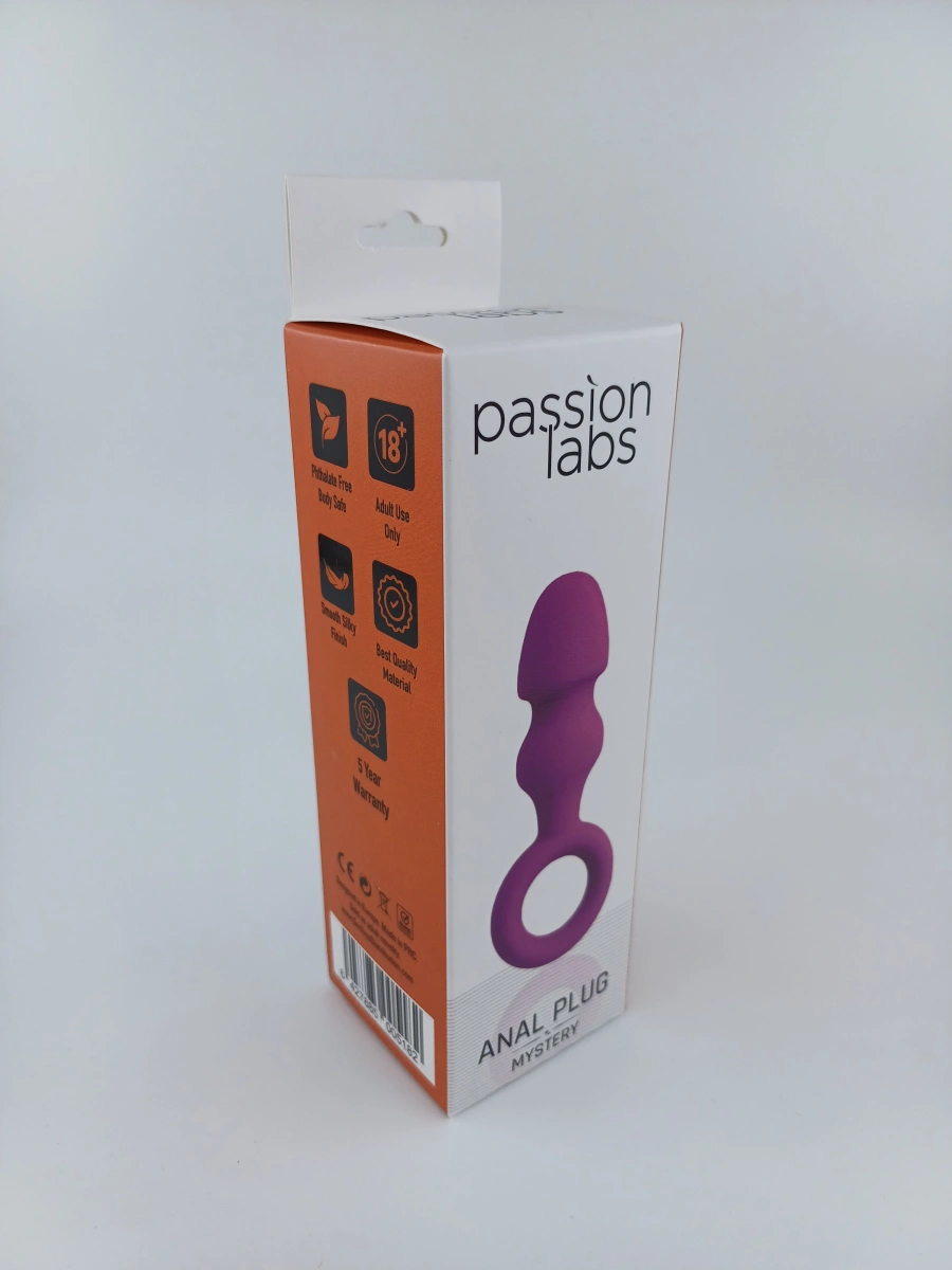 Dop Anal cu Inel Anal Plug Small, Silicon, Mov, 9.1 cm, Passion Labs, Mystery