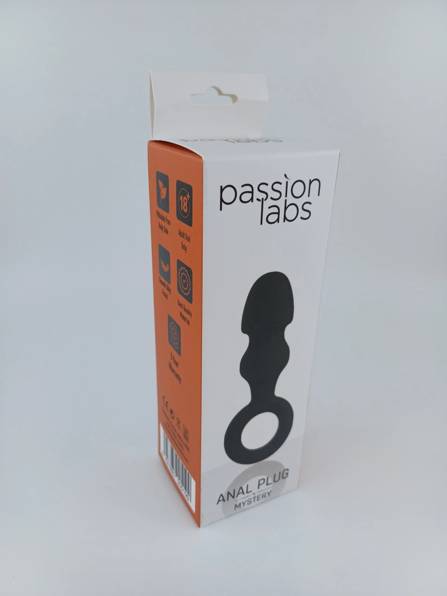 Dop Anal cu Inel Anal Plug Small, Silicon, Negru, 9.1 cm, Passion Labs, Mystery