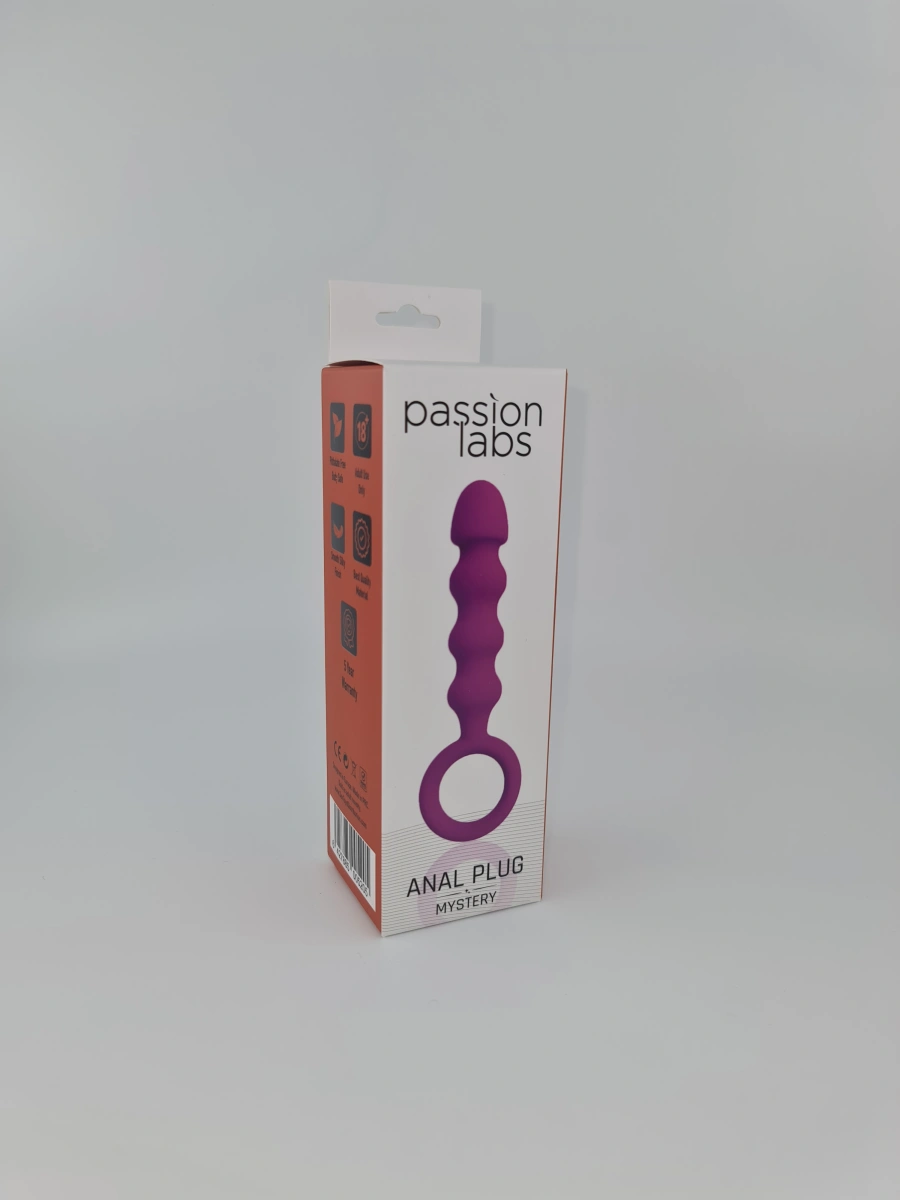 Dop Anal cu Inel Anal Plug Large, Silicon, Mov, 14.5 cm, Passion Labs, Mystery