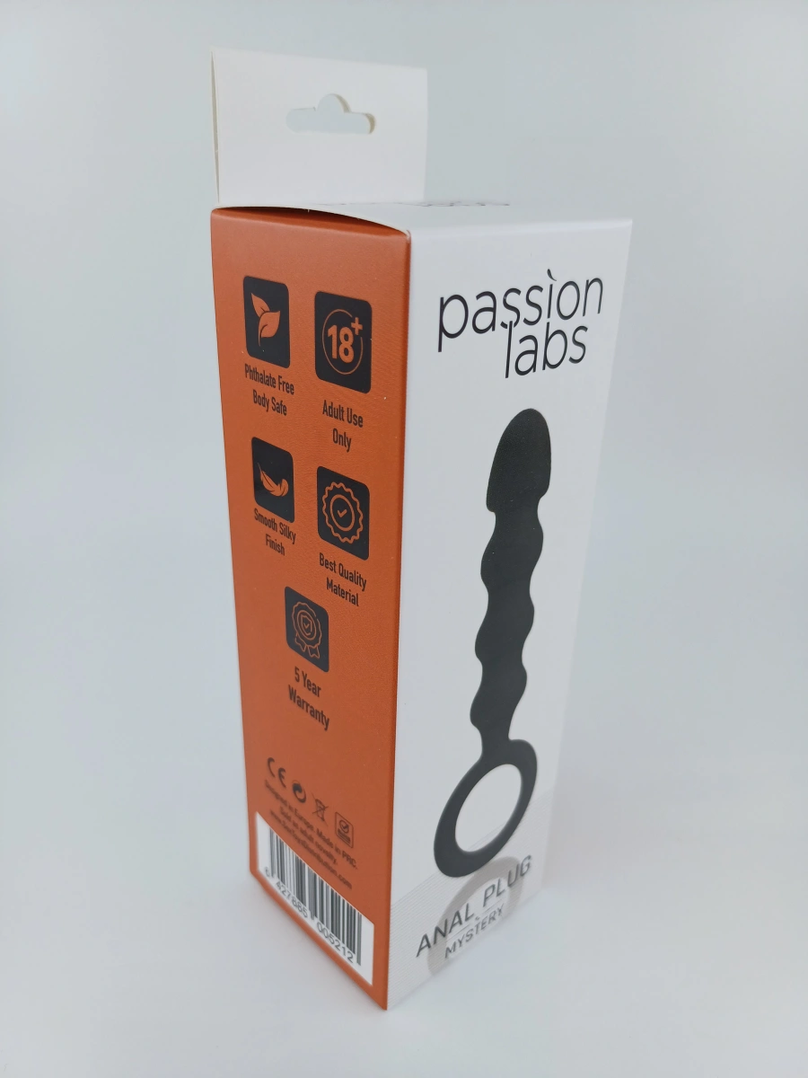 Dop Anal cu Inel Anal Plug Large, Silicon, Negru, 14.5 cm, Passion Labs, Mystery