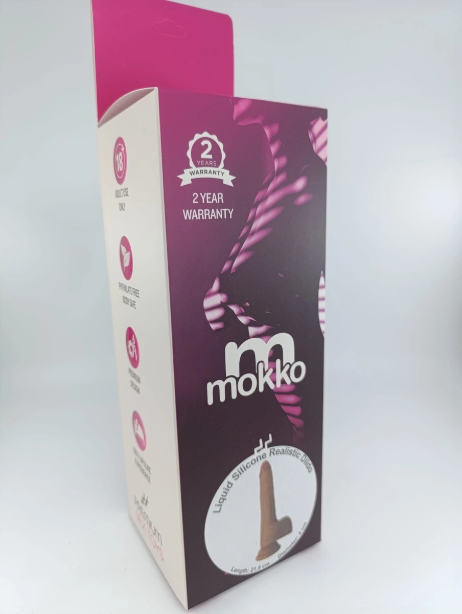 Dildo Realist cu Ventuza Jack, Silicon Lichid, Caramel, 21.5 cm, Mokko Toys