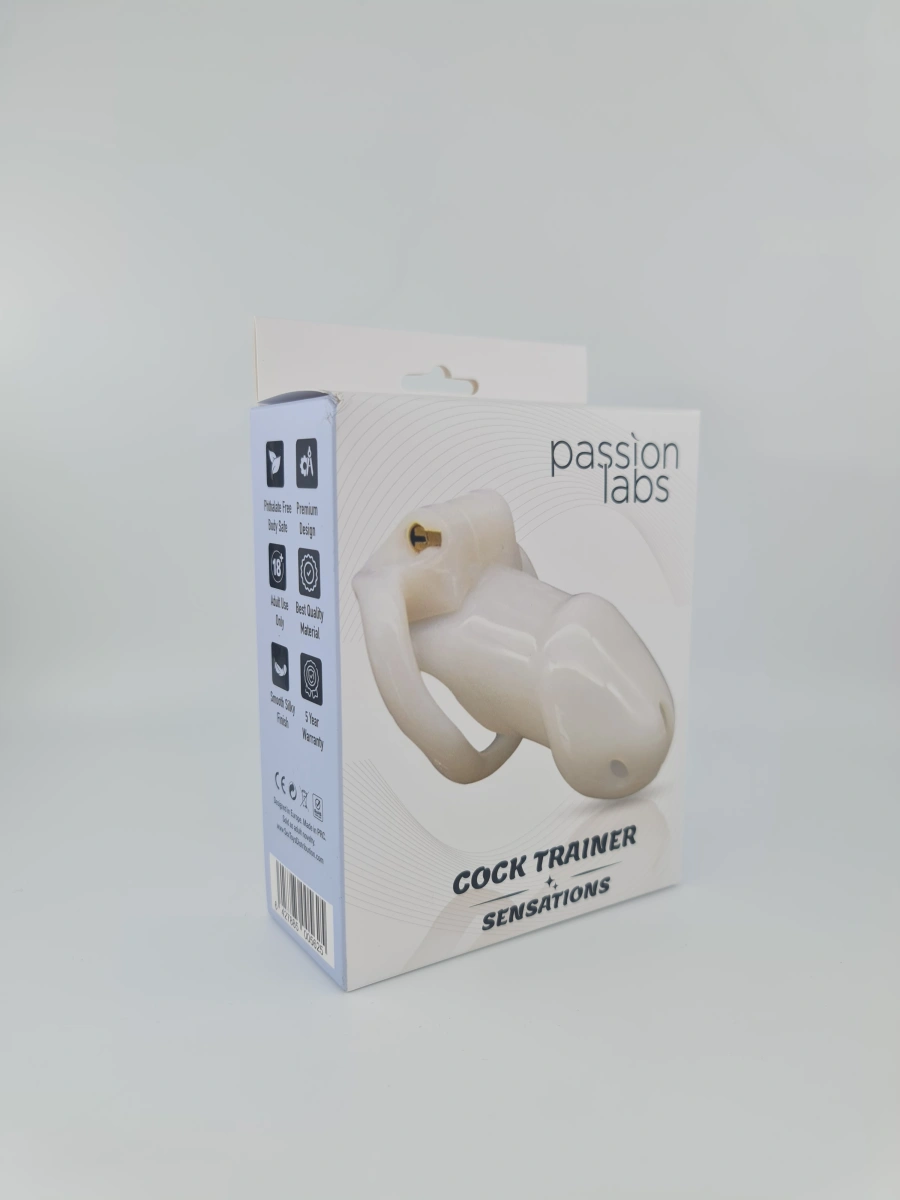 Cusca de Castitate Cock Trainer Hard Plastic Alb Passion Labs