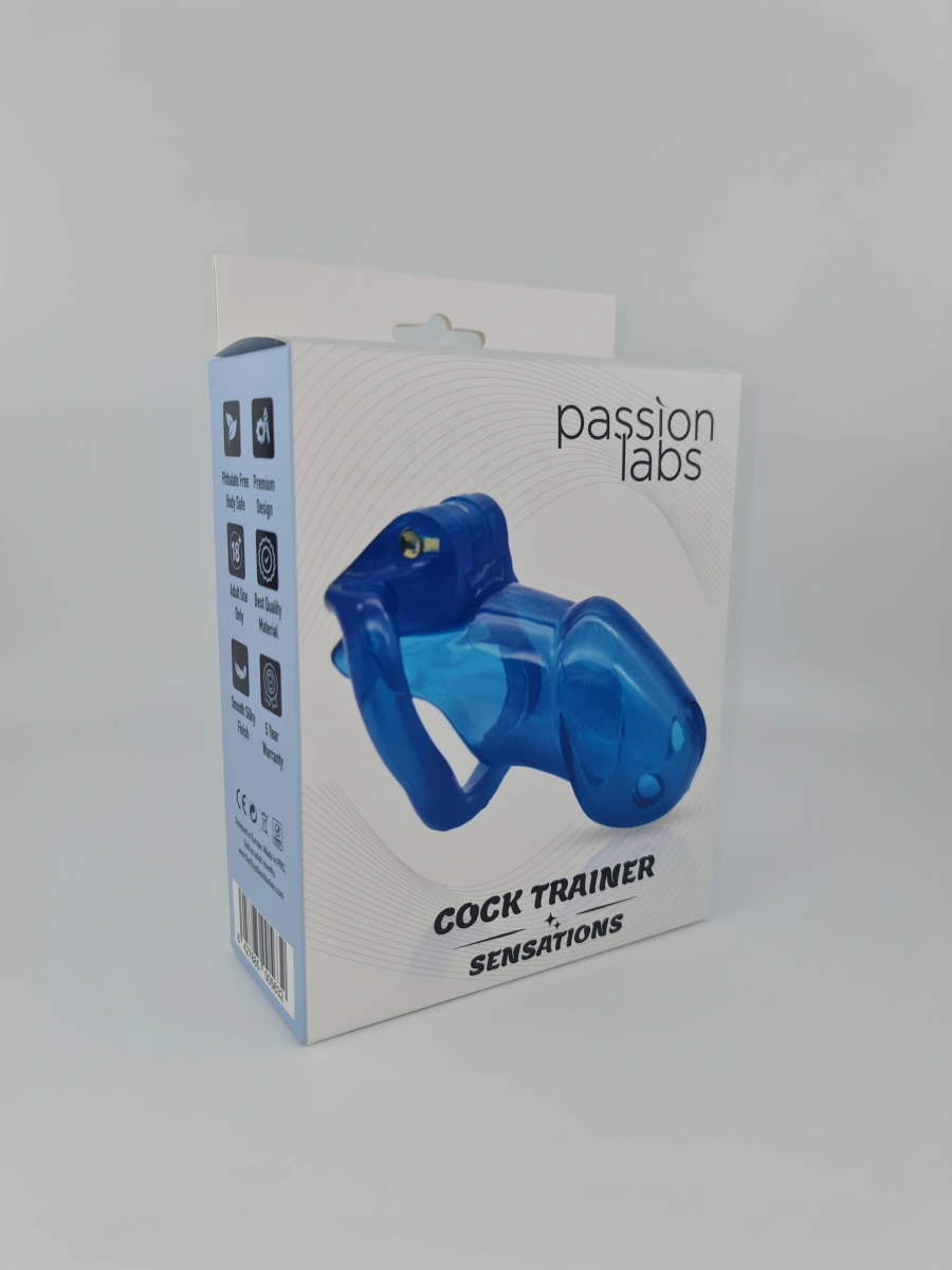 Cusca de Castitate Cock Trainer Hard Plastic Albastru Passion Labs