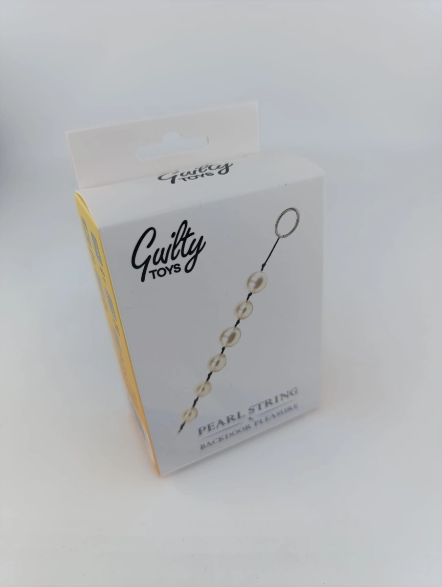 Bile Anale Pearl String, Alb, 25 cm, Guilty Toys, Backdoor Pleasure