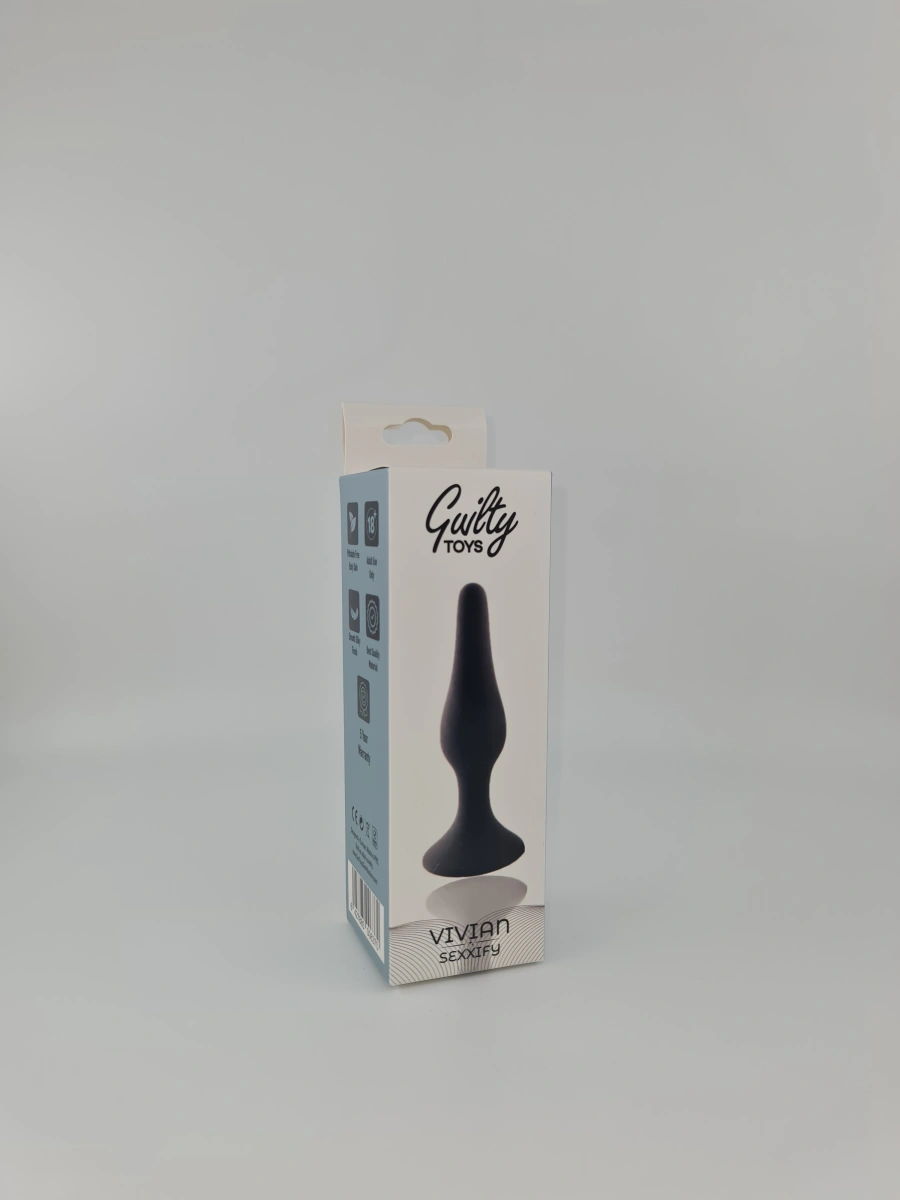 Dop Anal Vivian Small, Silicon, Negru, 10.5 cm, Guilty Toys, Sexxify