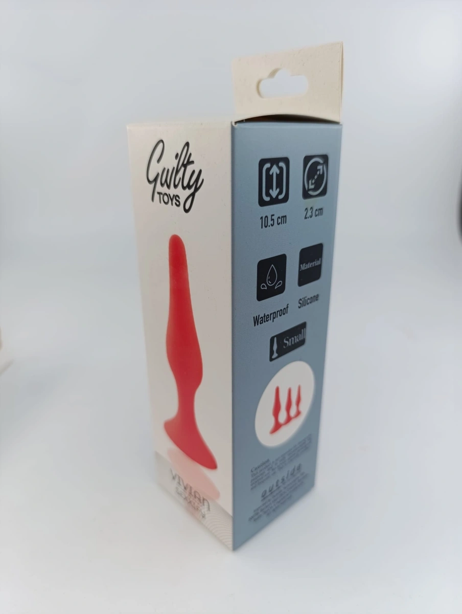 Dop Anal Vivian Small, Silicon, Rosu, 10.5 cm, Guilty Toys, Sexxify