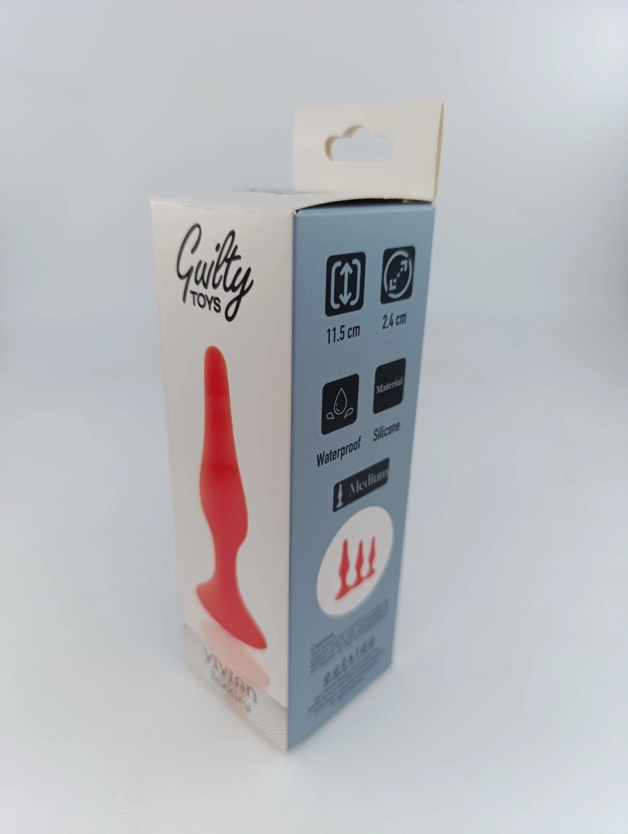 Dop Anal Vivian Medium, Silicon, Rosu, 11 cm, Guilty Toys, Sexxify