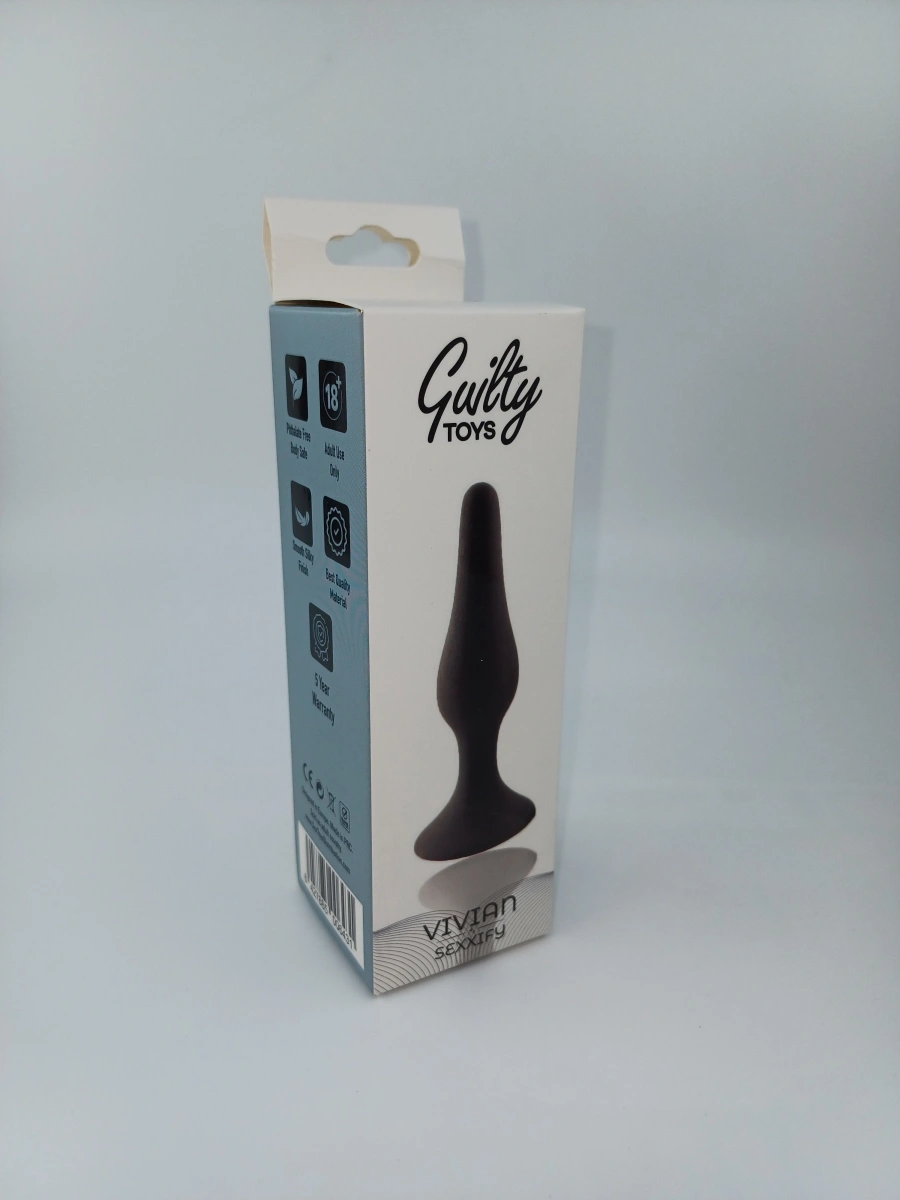 Dop Anal Vivian Large, Silicon, Negru, 12.5 cm, Guilty Toys, Sexxify