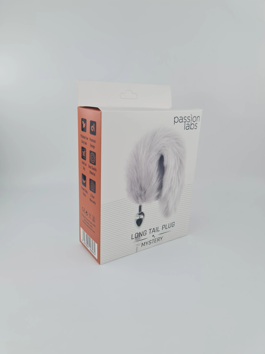Dop Anal Small cu Coada Lunga Long Tail Plug, Alb, Passion Labs, Mystery