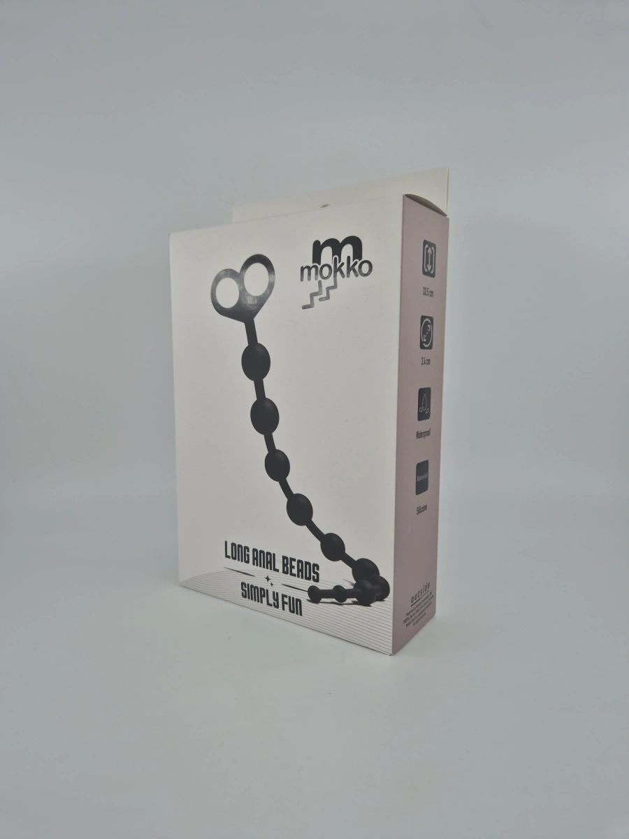 Bile Anale Long Anal Beads, Silicon, Negru, Mokko Toys, Simply Fun
