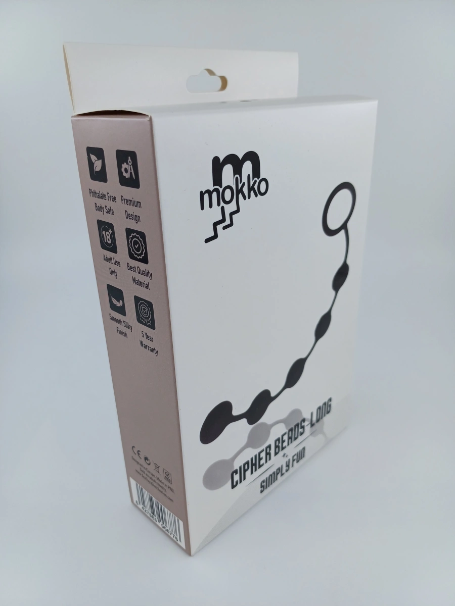 Bile Anale Cipher Beads Long, Silicon, Negru, 34 cm, Mokko Toys, Simply Fun