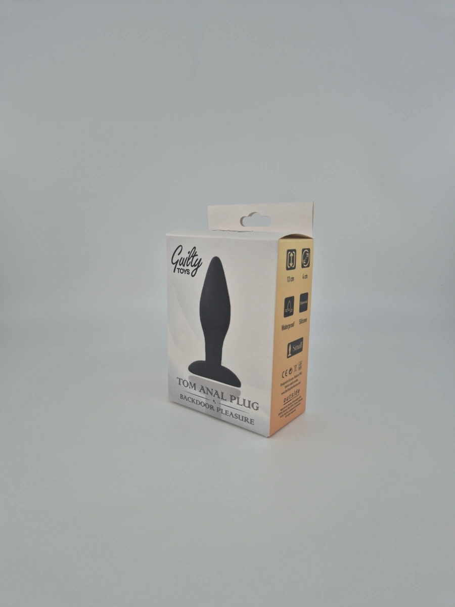 Dop Anal Tom, Silicon, Negru, 9 cm, Guilty Toys