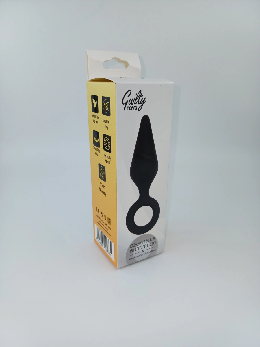Dop Anal Begginer Buttplug Medium, Silicon, Negru, 9.9 cm, Guilty Toys, Backdoor Pleasure