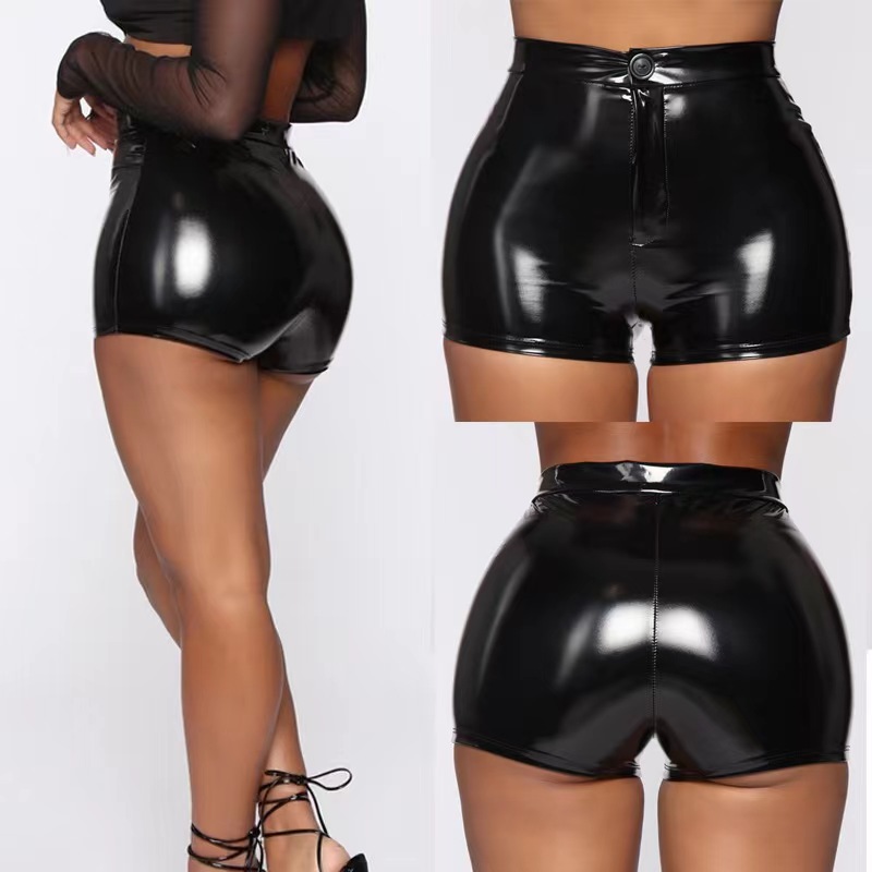 Pantaloni Scurti cu Talie Inalta Taboo, Wetlook, Negru, S, JGF Lingerie