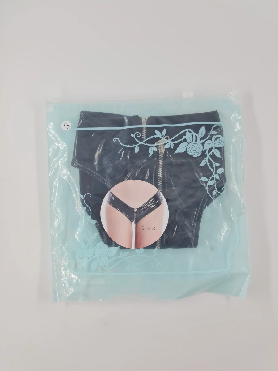 Bikini cu Fermoar Strip Me, Wetlook, Negru, S