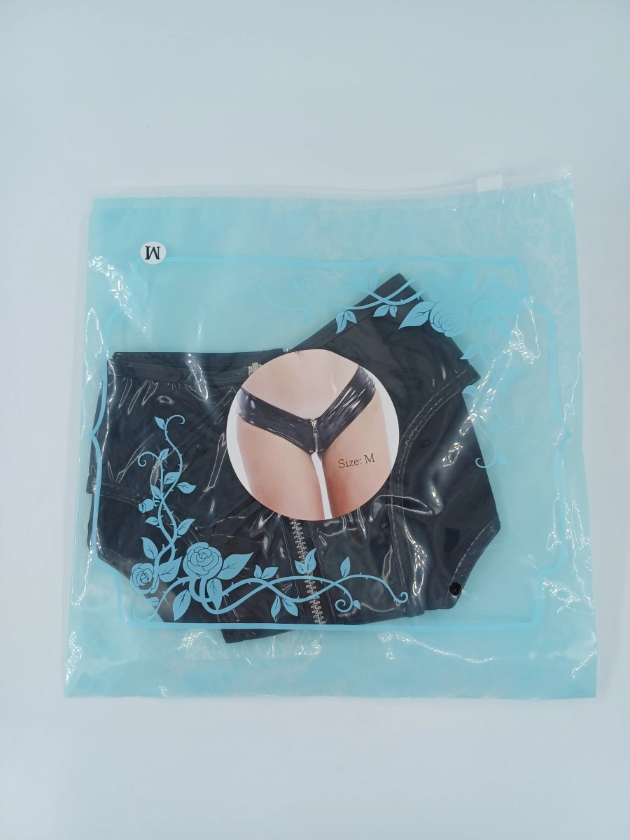 Bikini cu Fermoar Strip Me, Wetlook, Negru, M