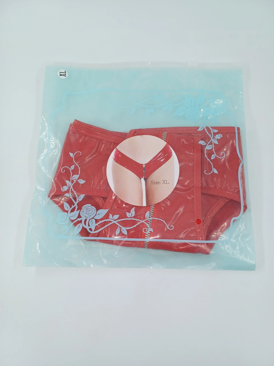 Bikini cu Fermoar Strip Me, Wetlook, Rosu, XL