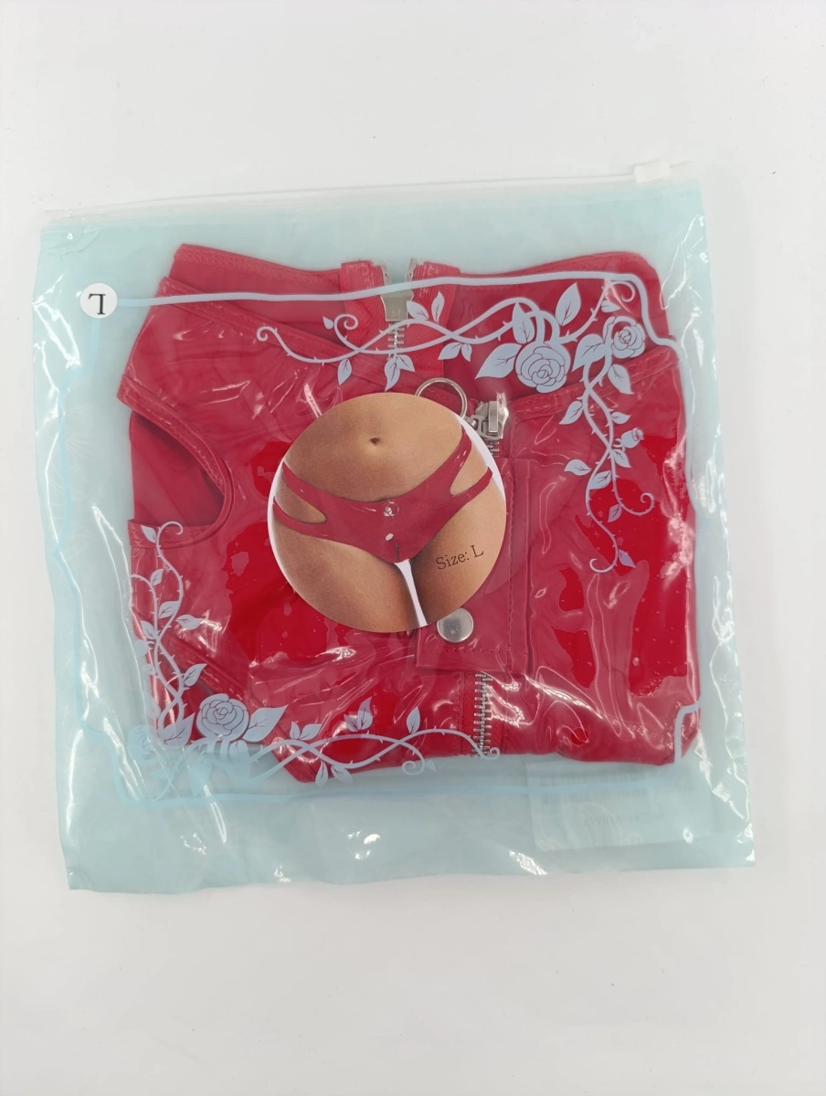 Bikini cu Decupaje, Wetlook, Rosu, L