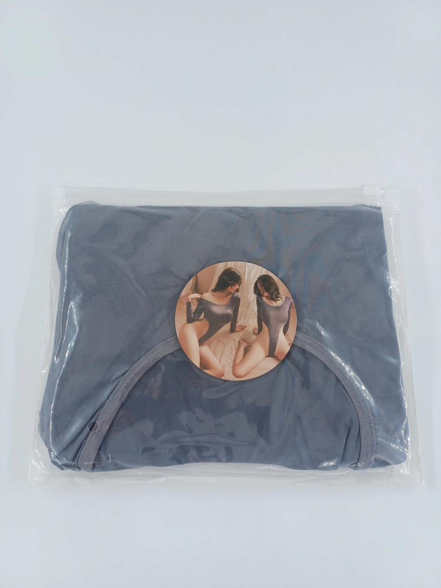 Body High Cut cu Maneci Lungi, Gri, S/M