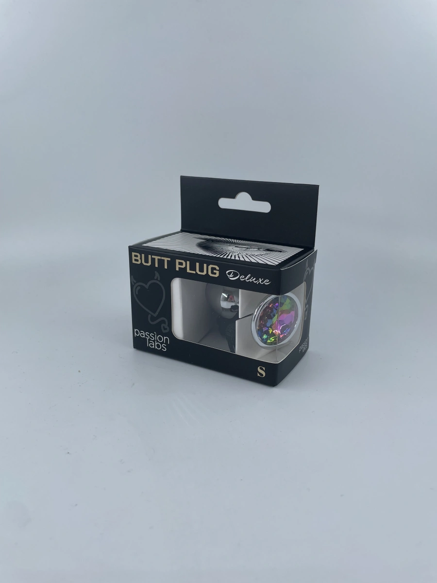 Dop Anal Metallic Buttplug, Small, Argintiu/Multicolor, Passion Labs