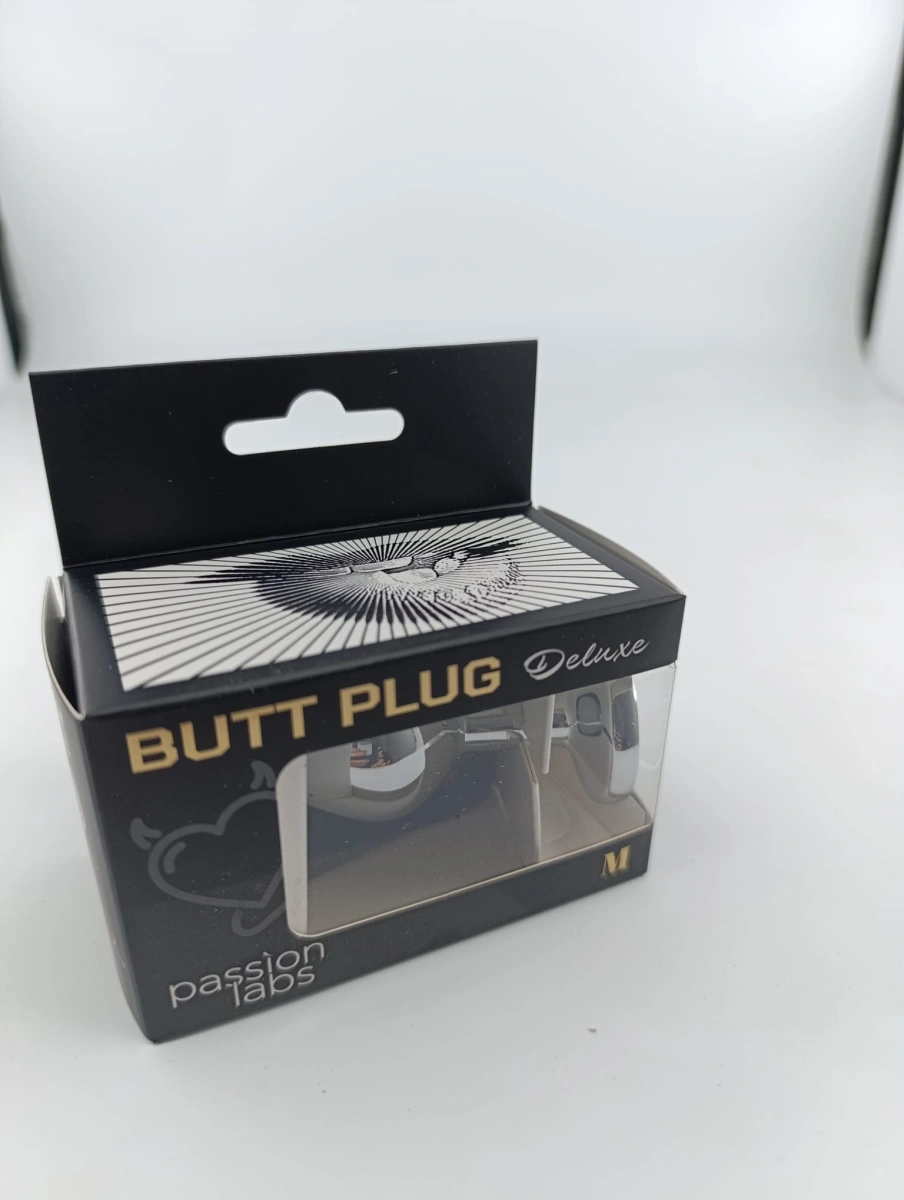 Dop Anal Metallic Buttplug Medium Argintiu/Negru Passion Labs