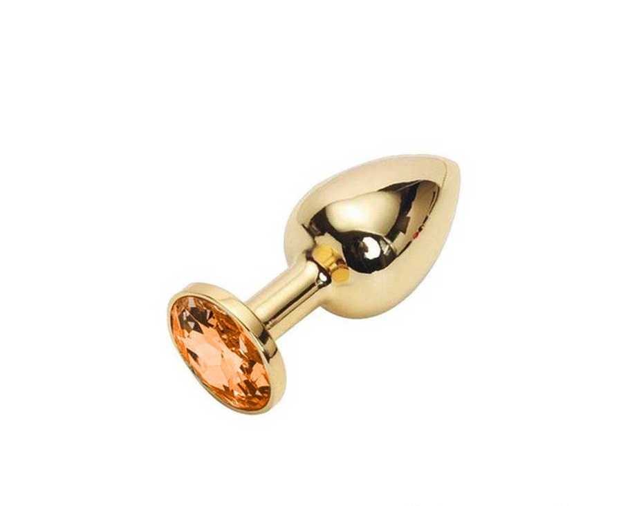 Dop Anal Metallic Buttplug, Medium, Auriu/Portocaliu, Passion Labs