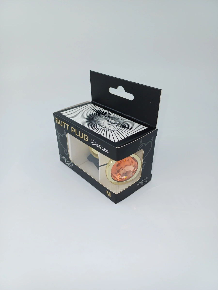 Dop Anal Metallic Buttplug, Medium, Auriu/Portocaliu, Passion Labs