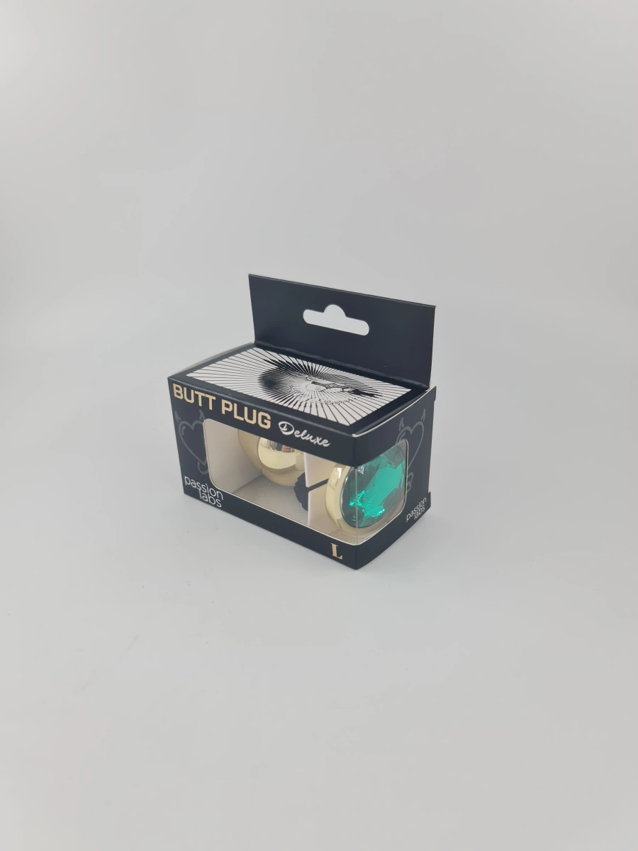 Dop Anal Metallic Buttplug, Large, Auriu/Verde Inchis, Passion Labs