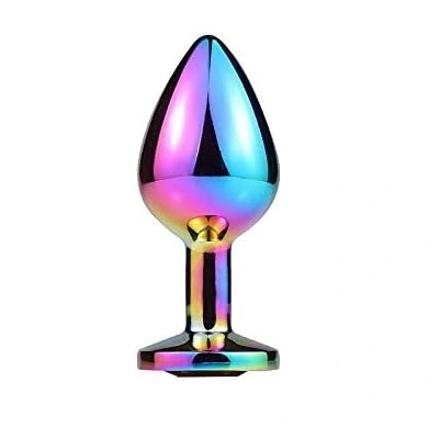 Dop Anal Metalic, Small, Multicolor, Piatra Rosie, Guilty Toys
