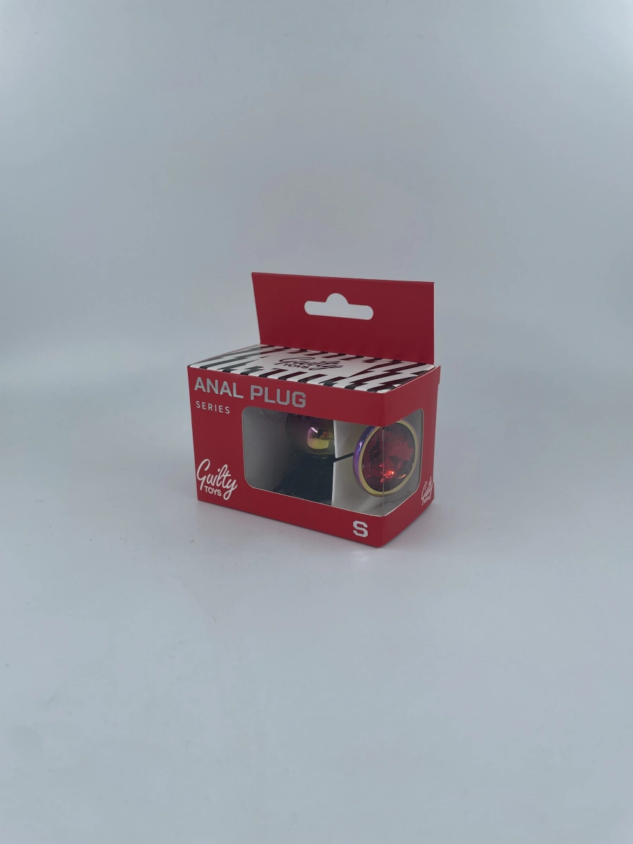 Dop Anal Metalic, Small, Multicolor, Piatra Rosie, Guilty Toys