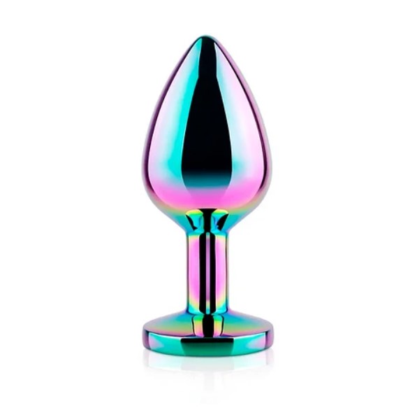Dop Anal Metalic, Small, Multicolor, Piatra Verde Inchis, Guilty Toys