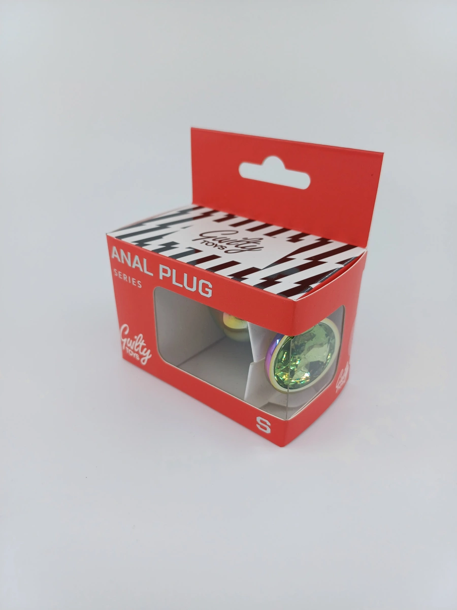 Dop Anal Metalic, Small, Multicolor, Piatra Verde Deschis, Guilty Toys